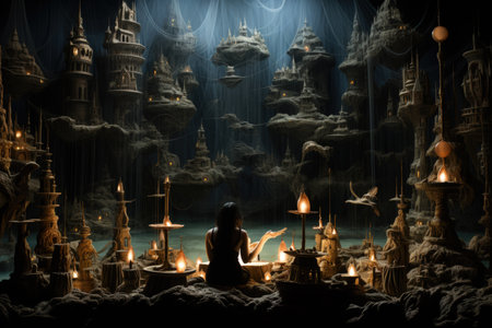 Enigmatic dream weavers, spinning intricate tapestries of dreams and nightmares - Generative AIの素材