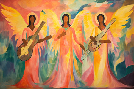 Celestial beings with wings of pure light and angelic voices - Generative AIの素材