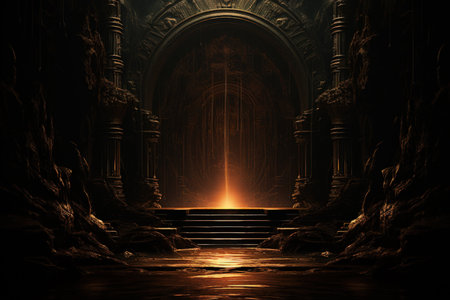 Enigmatic shadow gates, portals to realms shrouded in darkness and mystery - Generative AIの素材