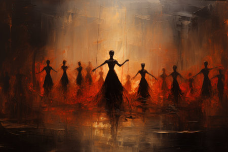 Enigmatic shadow dancers, weaving illusions and manipulating darkness with grace - Generative AIの素材