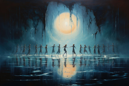 Graceful moonlit dancers, moving in perfect synchrony with the celestial rhythms - Generative AIの素材