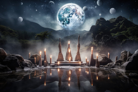 Harmonious singing stones, resonating with celestial melodies when struck - Generative AIの素材