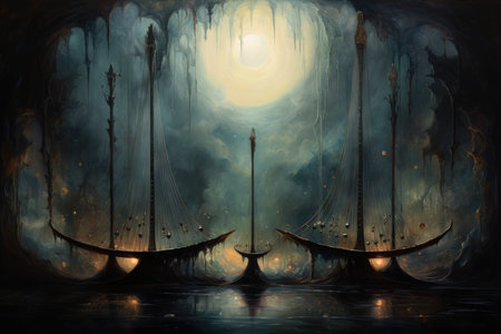 Celestial harpists, playing melodies that resonate through the heavens - Generative AIの素材
