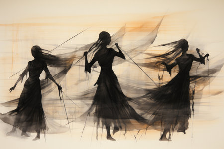 Enigmatic shadow dancers, weaving illusions and manipulating darkness with grace - Generative AIの素材