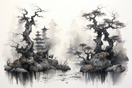 Ancient forest spirits, guarding the secrets of the woodland realms - Generative AIの素材