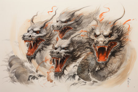 Fire-breathing drakes, smaller relatives of dragons, with fierce temperaments - Generative AIの素材