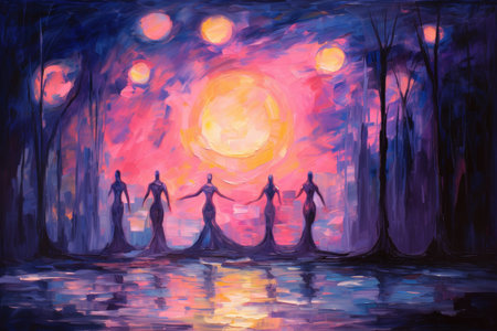 Ethereal moonlight sprites, radiating soft glow and granting wishes - Generative AIの素材