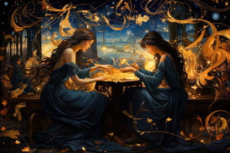 Enigmatic dream weavers, spinning intricate tapestries of dreams and nightmares - Generative AIの素材