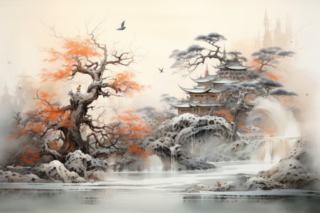 Ancient phoenixes rising from ashes with renewed life - Generative AIの素材