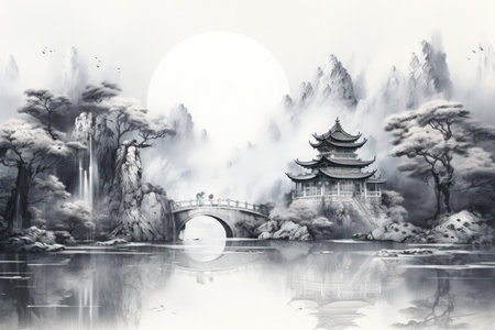 Harmonious waterfalls of glowing crystals, cascading with soothing melodies - Generative AIの素材