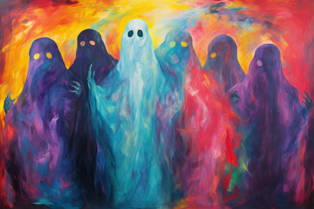 Haunting ghostly apparitions, forever bound to the places of their demise - Generative AIの素材