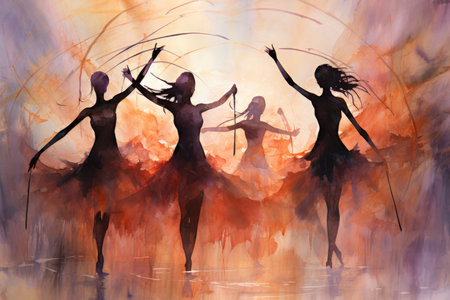 Enigmatic shadow dancers, weaving illusions and manipulating darkness with grace - Generative AIの素材