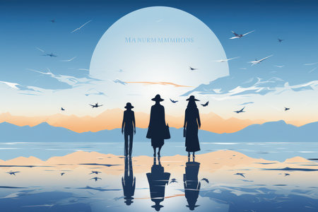 Illusory mirage phantoms, deceiving travelers with their tantalizing visions - Generative AIの素材
