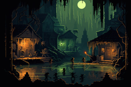 Mischievous goblins lurking in shadowy corners - Generative AIの素材