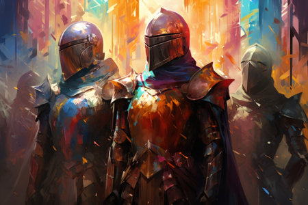 Noble knights clad in shining armor - Generative AIの素材