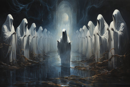 Illusory mirage phantoms, deceiving travelers with their tantalizing visions - Generative AIの素材
