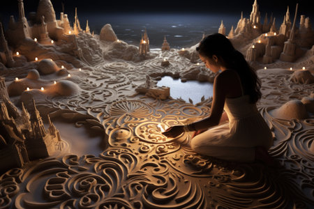 Mystic sand artists, creating intricate patterns and stories with their magical touch - Generative AIの素材