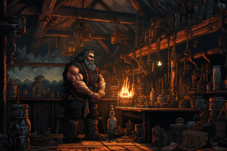 Loyal dwarven blacksmiths crafting mighty weapons - Generative AIの素材