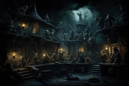 Playful and mischievous poltergeists causing havoc in old manor houses - Generative AIの素材