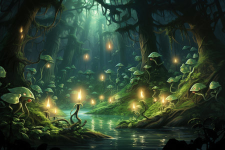 Playful forest sprites, leaving trails of laughter and mischief in their wake - Generative AIの素材