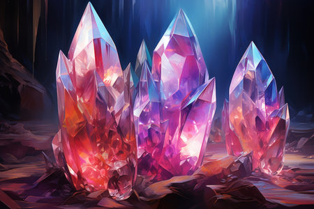 Mysterious crystalline beings, made entirely of sparkling gemstones - Generative AIの素材