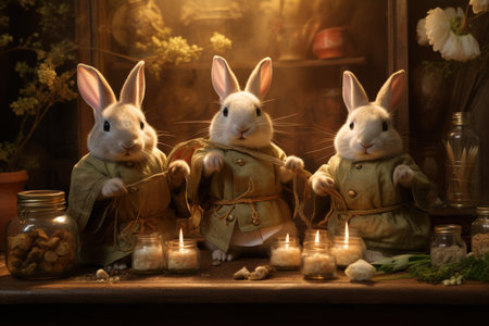 Playful moon rabbits, bestowing luck and fortune to those who encounter them - Generative AIの素材