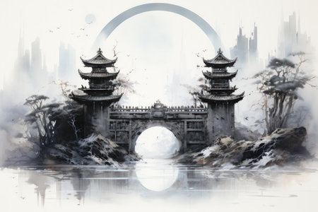 Mystical moonstone portals, bridging the gap between realms and dimensions - Generative AIの素材