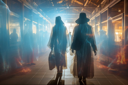 Illusory mirage phantoms, deceiving travelers with their tantalizing visions - Generative AIの素材