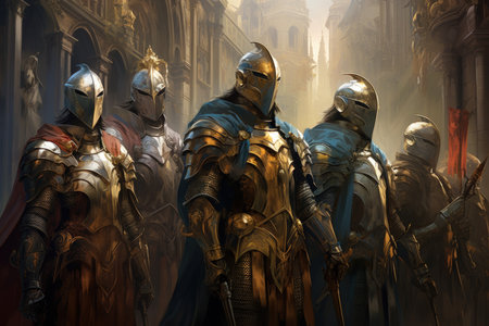 Noble knights clad in shining armor - Generative AIの素材