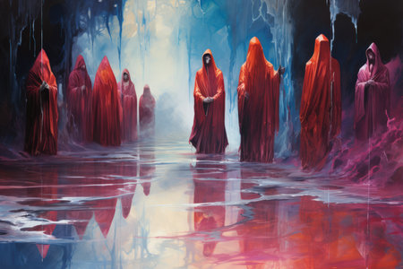 Illusory mirage phantoms, deceiving travelers with their tantalizing visions - Generative AIの素材