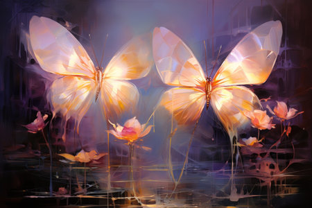Luminescent fairies with iridescent wings - Generative AIの素材