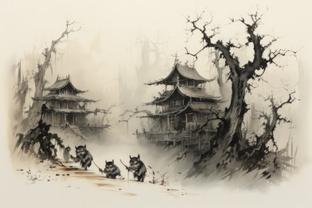 Mischievous goblins lurking in shadowy corners - Generative AIの素材