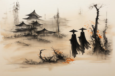 Illusory mirage phantoms, deceiving travelers with their tantalizing visions - Generative AIの素材