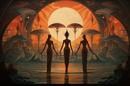 Otherworldly beings from the realm of dreams, capable of traversing dimensions - Generative AIの素材