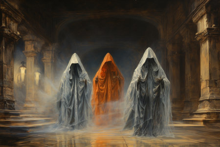 Illusory mirage phantoms, deceiving travelers with their tantalizing visions - Generative AIの素材