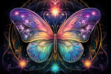 Luminescent fairies with iridescent wings - Generative AIの素材