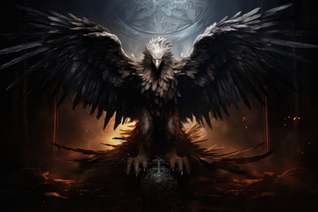 Loyal griffins, majestic creatures with the body of a lion and the wings of an eagle - Generative AIの素材