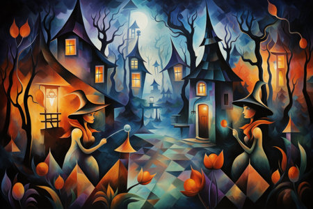 Mysterious witches brewing potions in hidden cottages - Generative AIの素材