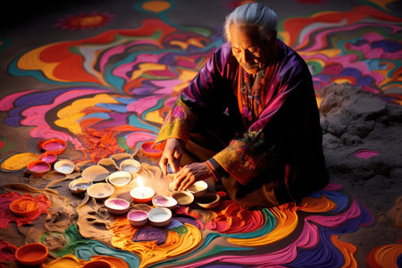 Mystic sand artists, creating intricate patterns and stories with their magical touch - Generative AIの素材
