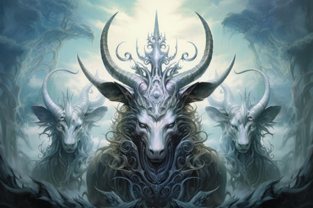 Majestic unicorns with shimmering silver horns - Generative AIの素材