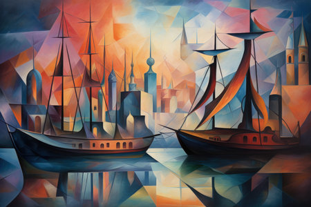 Mystical seafaring ships powered by enchanted winds - Generative AIの素材