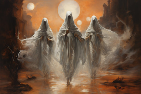 Illusory mirage phantoms, deceiving travelers with their tantalizing visions - Generative AIの素材
