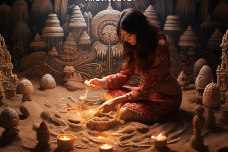 Mystic sand artists, creating intricate patterns and stories with their magical touch - Generative AIの素材