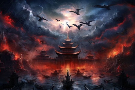 Majestic thunderbirds, summoning storms and wielding lightning as their weapon - Generative AIの素材