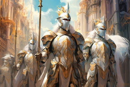 Noble knights clad in shining armor - Generative AIの素材