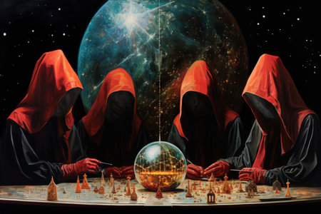 Mystic fortune-tellers reading the secrets of the universe in shimmering crystal balls - Generative AIの素材
