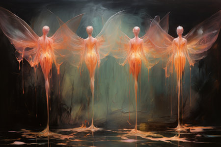 Luminescent fairies with iridescent wings - Generative AIの素材