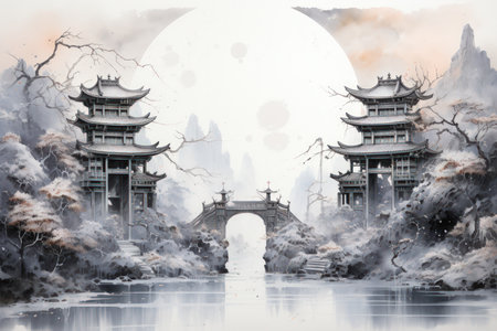 Mystical moonstone portals, bridging the gap between realms and dimensions - Generative AIの素材