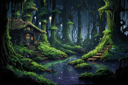 Playful forest sprites, leaving trails of laughter and mischief in their wake - Generative AIの素材
