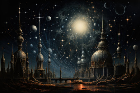 Luminous star whales, swimming among constellations in the vastness of space - Generative AIの素材
